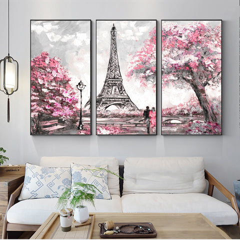 3 Panels Paris Tower Wall Art