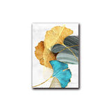 Blue Green Yellow Gold Plant Leaf Abstract Poster