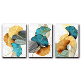 Blue Green Yellow Gold Plant Leaf Abstract Poster