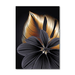 Black Golden Plant Leaf Canvas Art