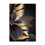 Black Golden Plant Leaf Canvas Art