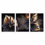 Black Golden Plant Leaf Canvas Art