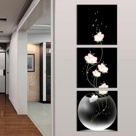 3 Panels Painting Flowers Wall Art