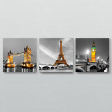 3 Panel Modern Paris Effiel Tower Wall Art