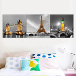 3 Panel Modern Paris Effiel Tower Wall Art