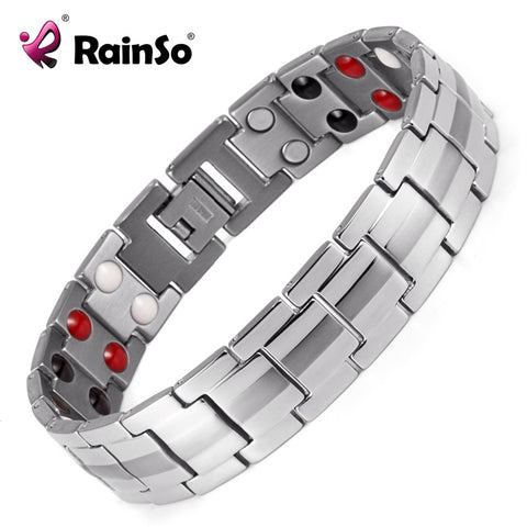 Mens Magnetic Titanium Bio Energy Silver Bracelet