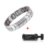 Mens Magnetic Titanium Bio Energy Silver Bracelet