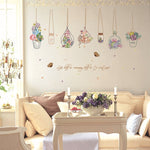 Flower pot basket wall stickers