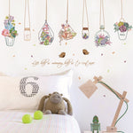 Flower pot basket wall stickers