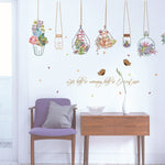 Flower pot basket wall stickers