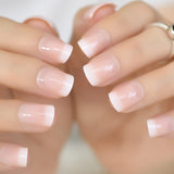 Pink Nude White French Nail Art