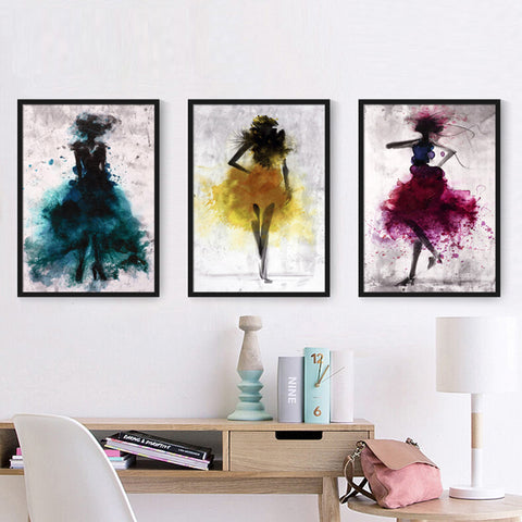 Watercolor Girls Canvas Art Wall