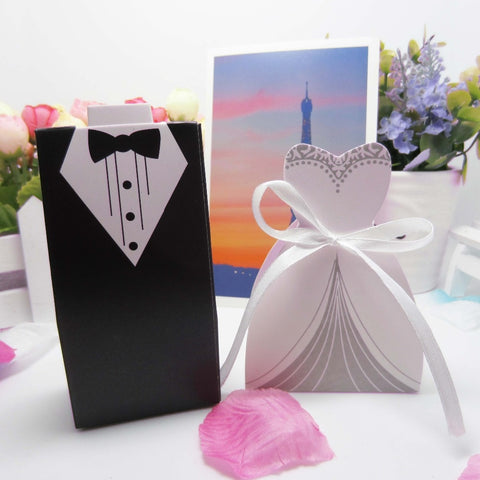 100pcs Bride And Groom Candy Gift Box